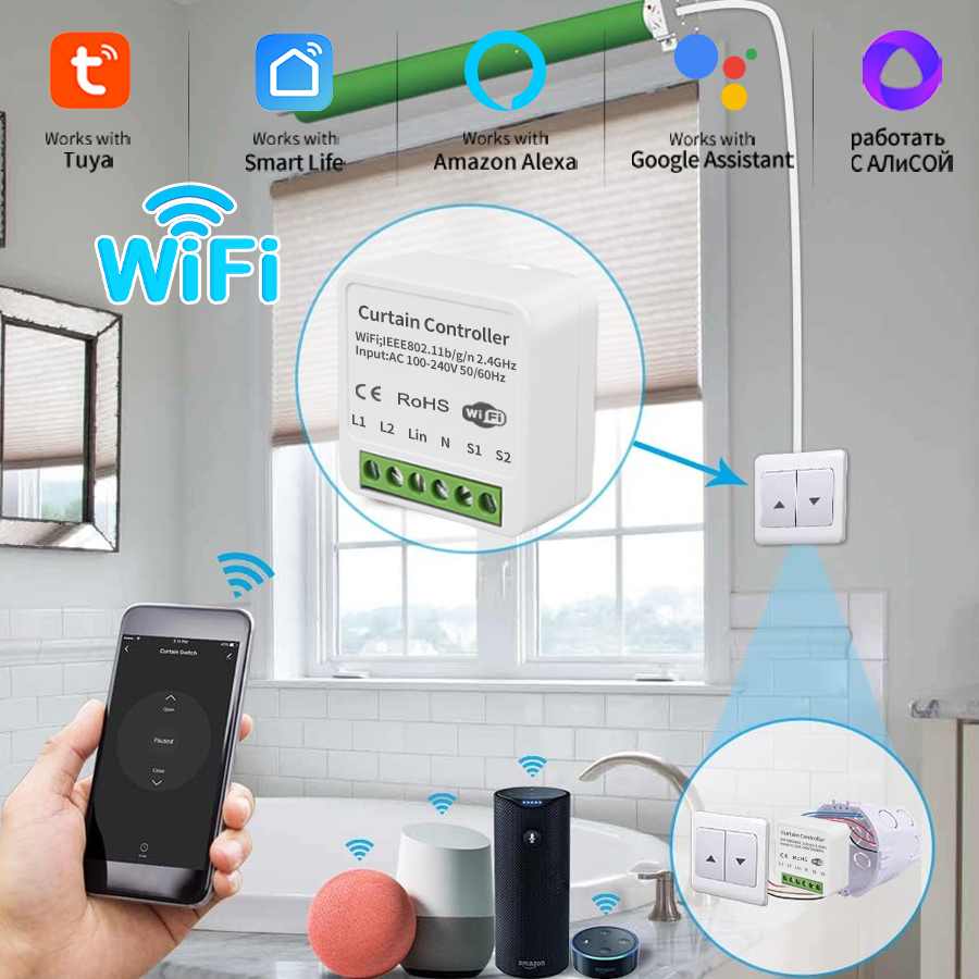 Smart Home Blinds - Wifi Smart Curtain Switch Module Tuya