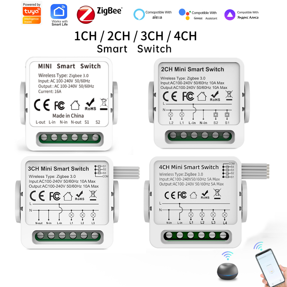 Smart Home Lighting Control - Tuya Zigbee 3.0 Smart Switch 1/2/3/4-Way