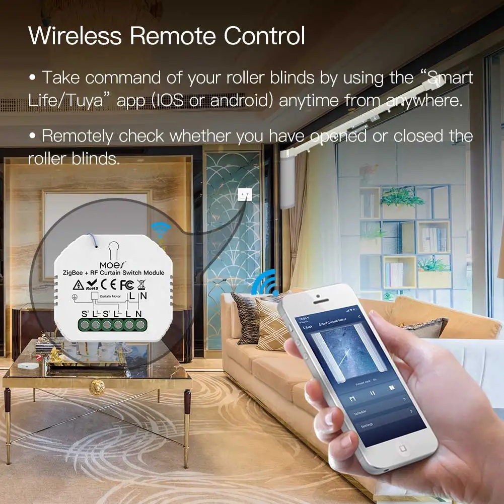 MOES ZigBee Smart RF433 Curtai - Smart Home Blinds review and price