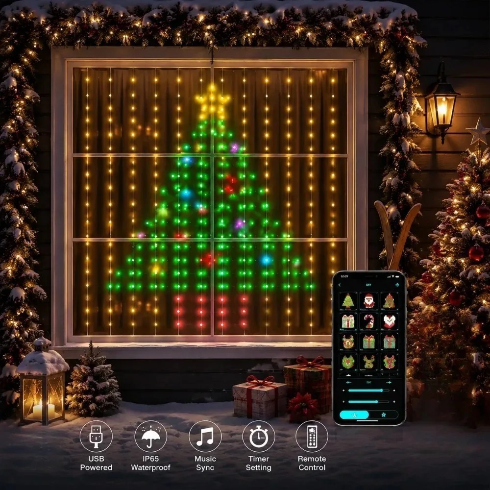 LED Pixel Curtain Lights Bluet - Smart Home Lighting Control review and price