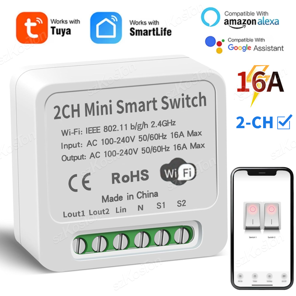 16A Tuya WiFi Smart Switch Mod - Smart Home Lighting Control review and price